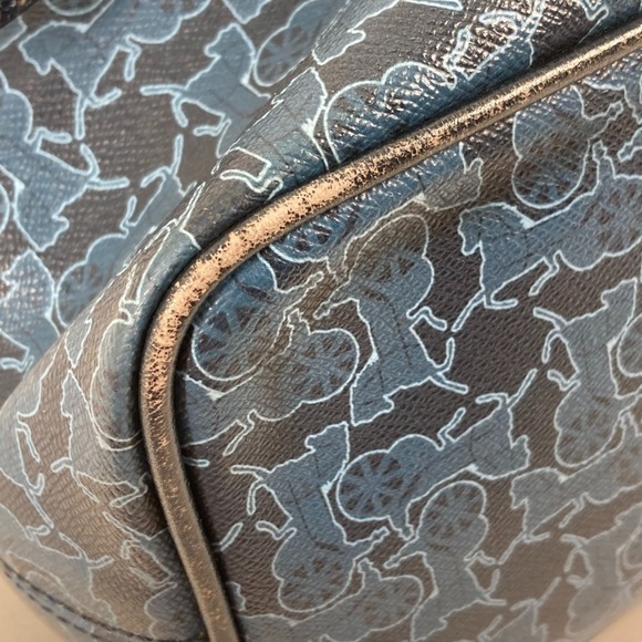 CELINE Old Sulky Tote Bag, 2-Way Shoulder Leather/PVC, Women's, Blue - Picture 6 of 10